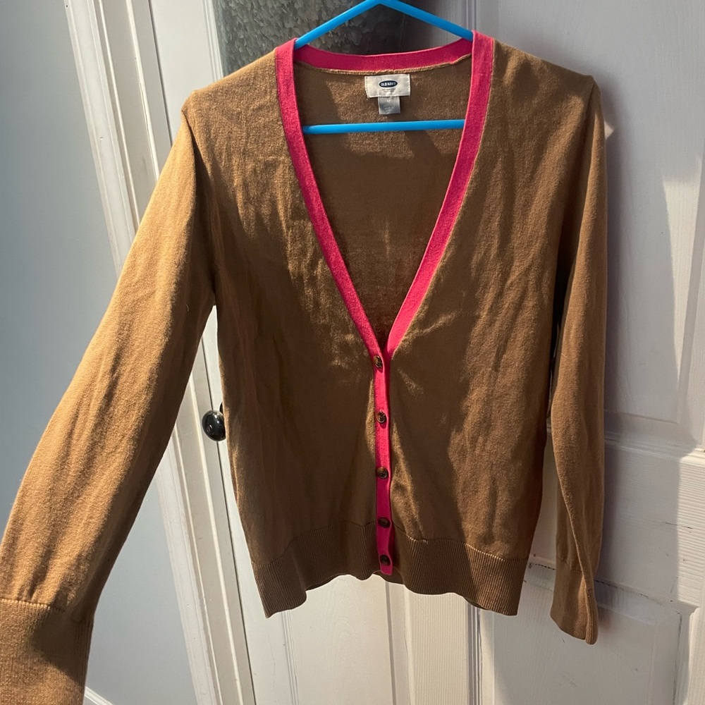 Old Navy Brown & Pink Cardigan Medium NWT